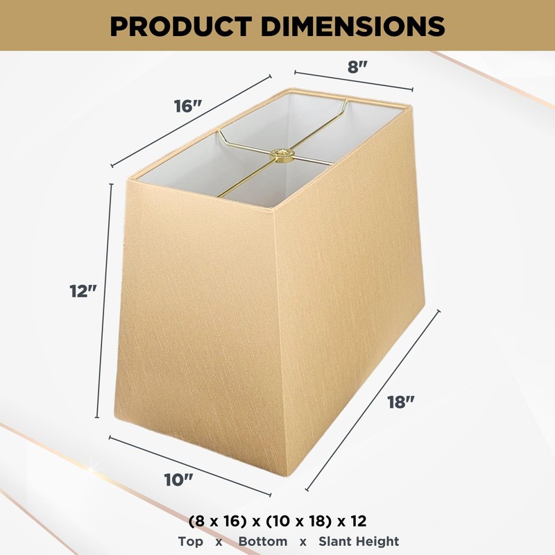Royal Designs, Inc. HB-613-18AGL Rectangle Hardback Lamp Shade, (8 x
