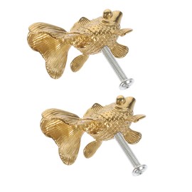 Operitacx 2pcs Vintage Goldfish Brass Dresser Knobs Elegant Antique Pull Handles for Cupboard Kitchen Furniture Easy Installation Unique Design Timeless Aesthetic Appeal
