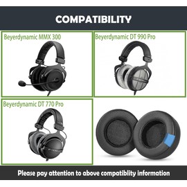 HTINDUSTRY Replacement Earpads Cushion Compatible with Beyerdynamic MMX 300 DT 770 Pro DT 990 Pro Headsets Ear Pads with Breathable Protein Leather