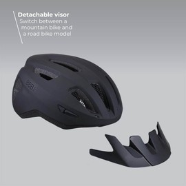 BBB Cycling Helmet Bike Adult MTB And Road Bike I Helmet Bike Adult Women And Men I Adult Bike Helmet With Detachable Visor And Travel Bag I Condor 2.0 BHE-173T, Matt Black