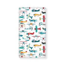 JEPFEIXIA Airplane Fitted Crib Sheet for Boys Girls Cute Airplanes Baby Sheet for Standard Crib and Toddler Colorful Stars Clouds Nursery Bed Mattress Sheets 28"x52"