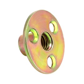 QWORK 3/8"-16 Iron Plate Nut, 25-Piece Set T-nut with Round Base Carbon Steel T-Nuts, Furniture Hardware Flange Insert Female Thread T-Nut