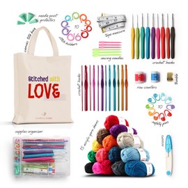 Crochet Kit for Beginners Adults and Kids, Knitting & Crochet Supplies Includes 1500 Yards Assorted Yarn, 21 Ergonomic Hooks, Plus Many Accessories – Beginner Crochet Kits Ideal for Amigurumi