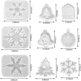 Molde De Resina Para Adornos Navideños De Silicona, 9 Piezas