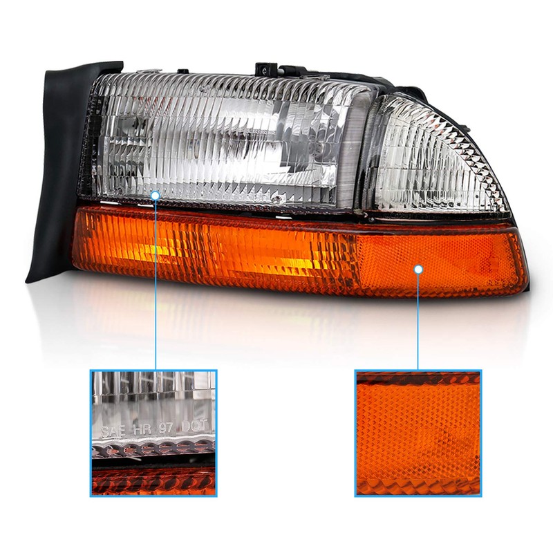 AmeriLite Chrome Headlights Parking Turn Signal Sets (4Pc) For Dodge