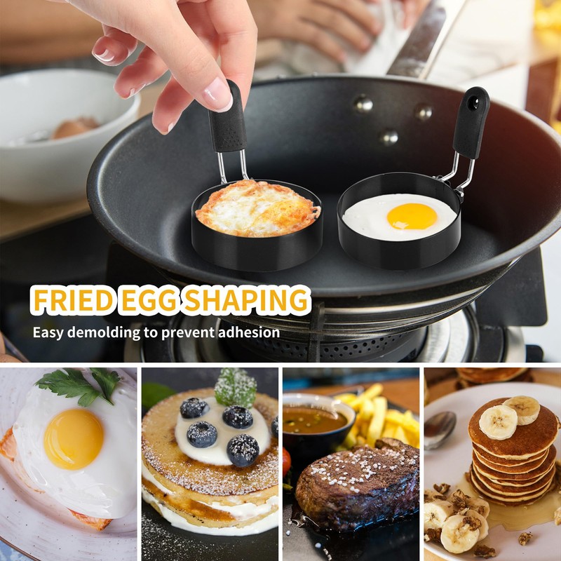 YKUKIZEE 6 Pack Egg Rings for Frying 3.5 Inch, Round