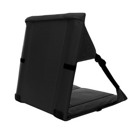 LynsaTac Folding Stadium Seat Cushion with Backrest, Portable Bleacher Pad for Camping, Fishing,15.8'' x 16.5'',Lightweight Chair with Backrest for Outdoor Sports and Concerts (Black)