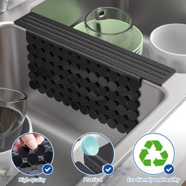 Yolife Kitchen Sink Saddle, PVC Sink Divider Mat with Strong Suction Cups, Durable, Easy to Clean, Odor-free - 9.5" x 12" (Black)