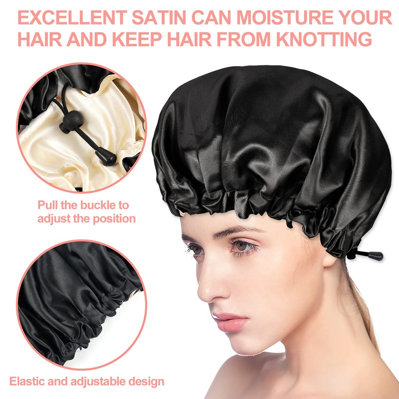 2PCS Satin Sleep Cap,Adjustable Double-Sided Sleep Bonnet,Bonnet Cap for Sleep