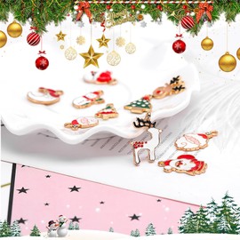 90Pcs Christmas Charms, 45 Styles Christmas Gold Enamel Charms Assorted Jewelry Pendants DIY Mini Xmas Charms for Christmas Earring Necklace Bracelet Jewelry Craft Making Christmas Tree Decorations