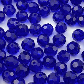 YUEXIGO 200pcs 6mm Round Crystal Glass Beads for Jewelry Making, Faceted Crystal Glass Spacer Beads for Bracelet Earring Necklace DIY Craft(Dark Blue)