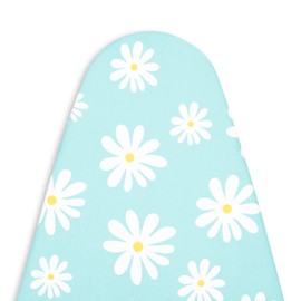 Encasa Ironing Board Covers (15 x 54 inch) Drawstring Tightening with Thick 3 mm Felt Padding, Easy Fit, Scorch Resistant, Printed - Daisy Blue