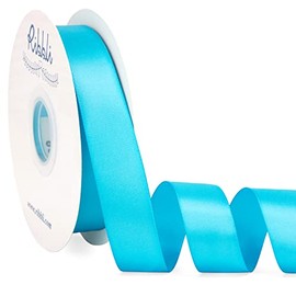 Ribbli Turquoise Blue Satin Ribbon Double Faced Satin 1 Inch x Continuous 50 Yards-Turquoise Ribbon for Gift Wrapping Crafts Wedding Decoration Bows Bouquet Floral Arrangement
