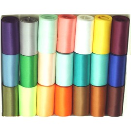 Satin Ribbon - 50mm Wide - 3 Meters Each Colour - (24 Colours Set) for Gifts Wrap Sew Party Decoration Crafts Dress Sew Events Bows Floral Much More
