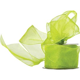 Truly Madly Deeply Lime Green 60mm Wide x 20 Metre Long Reel of Wired Organza Ribbon. Great for Birthday Decoration, Gift wrap, Christmas Ribbon, Wreath Making Supplies, DIY Crafting