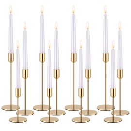 Set of 12 Candle Stick Candle Holder Gold Candlestick Holders Metal Taper Candle Holders for Wedding Tables Centerpieces Candlelight Dinner Home Decor(Candles not Include)