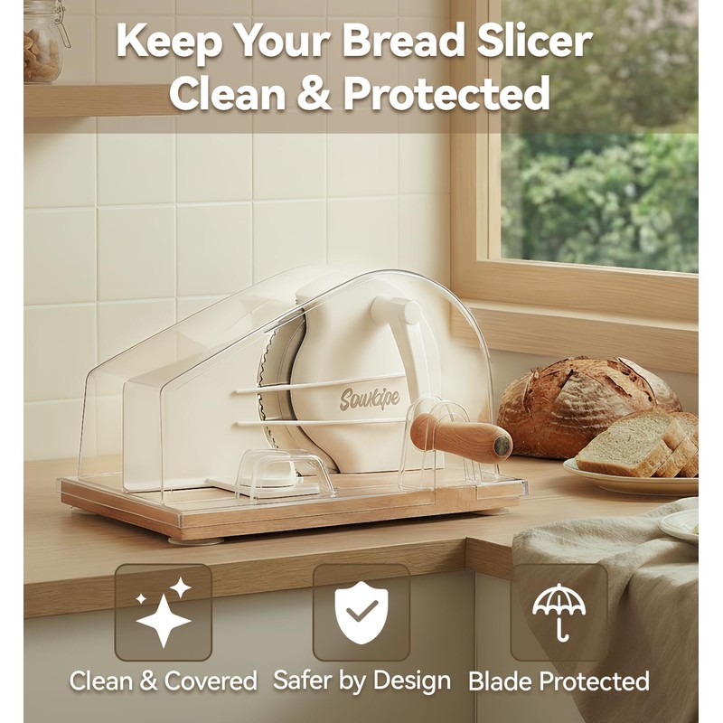 SOWKIPE Bread Slicer Cover, Clear Rigid Dust Shield for Manual