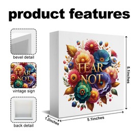 Inspirational Floral Christian Gifts for Women Religious Bible Verse Wooden Box Sign Rustic Desk Decor Decorative Farmhouse Shelf Decorations Desk Office Accessories Supplies Shelf Block Plaque