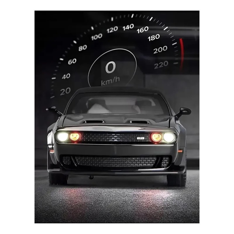 Dodge Challenger Hellcat Metal Escala 1:32 Luz Y Sonido Base.