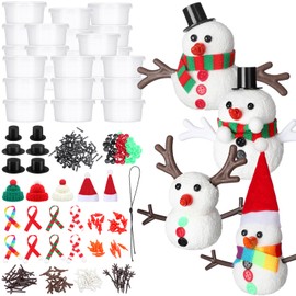 Shappy 24 Pack Christmas Snowman DIY Craft 326 Pcs Build Snowman Craft Kit Christmas Decoration Air Dry Modeling Clay for Winter Party DIY Gift Indoor Outdoor Holiday Decoration(Foam Snowman)