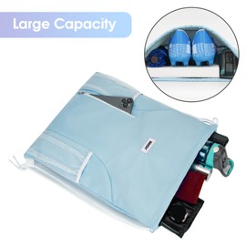 WANDF Drawstring Backpack Sports Gym Sackpack with Mesh Pockets Water Resistant String Bag for Women Men Children (Blue)