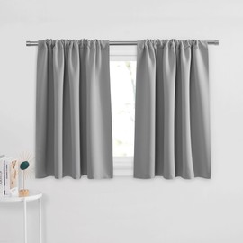 PONY DANCE Short Curtains Half Window Curtains for Kitchen, Privacy Curtain Tiers for Windows, Energy Saving Curtain Tiers for Bathroom Shades, W 29 x L 24,Silver Grey, 1 Pair