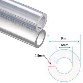 Fuel lines, 1 piece fuel hose, inner diameter x outer diameter 6 mm x 9 mm (2 metres), PVC hoses, petrol hose, oil hose, diesel hose, water hose, blue transparent