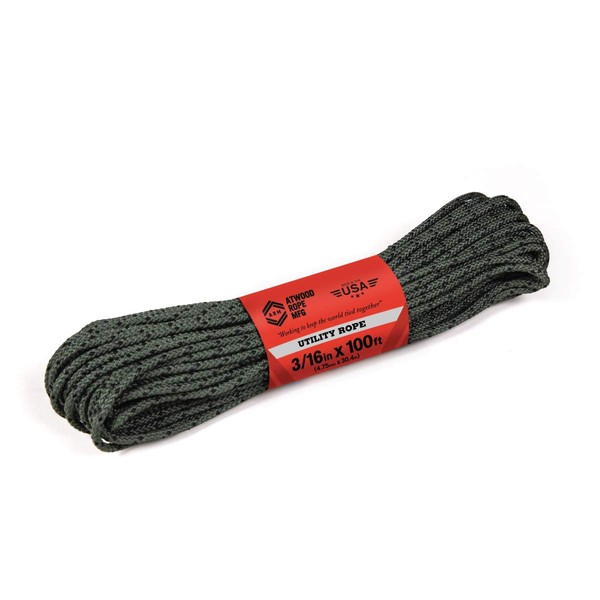 Atwood Rope MFG 3/16” inch Braided Utility Rope. Camouflage, 100ft Made in USA, Lightweight Strong Versatile Rope for Camping, Survival, DIY, Knot Tying