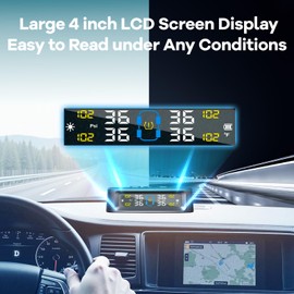 RV Tire Pressure Monitoring System, 4-Wheel Real Time Wireless TPMS for Cars, SUVs & Light Trucks (0-5 BAR, 0-73 PSI, Solar/USB Charging) with 10 Tire Repair Rubber Nails