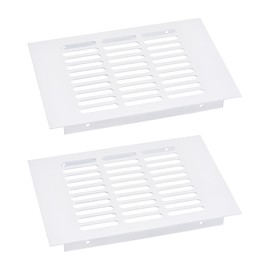sourcing map Air Vents Cover, 2Pcs 200 x 150mm - Aluminum Alloy Mesh Air Return Vent Cover, Rectangle Louvered Ventilation Grille for Shoe Cabinet Wardrobe (White)