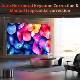 Auto Keystone Projector with WIFI 6 and 5.3 Bluetooth, Pericat 210° Rotatable Portable Projector, 18000L 4K Native 1080P Projector, Outdoor Movie Projector Compatible for Laptop, PC, Smartphone