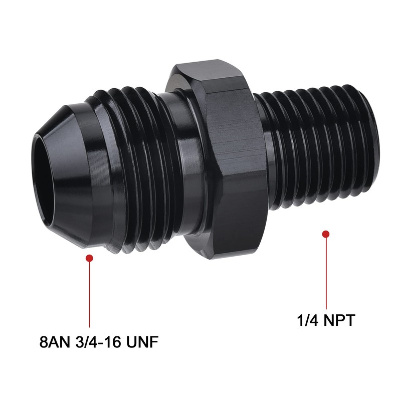 EVIL ENERGY 8AN Male Flare to 1/4" NPT Pipe Fitting