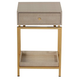 Cortesi Home Everett Nightstand End Table, 24.5" High, Beige