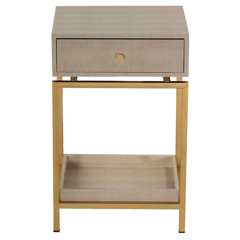 Cortesi Home Everett Nightstand End Table, 24.5" High, Beige