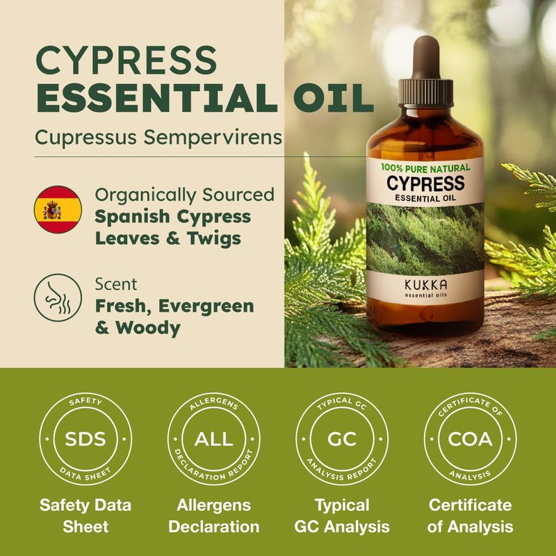 KUKKA Cypress Essential Oil for Skin Diffuser - 4 FL