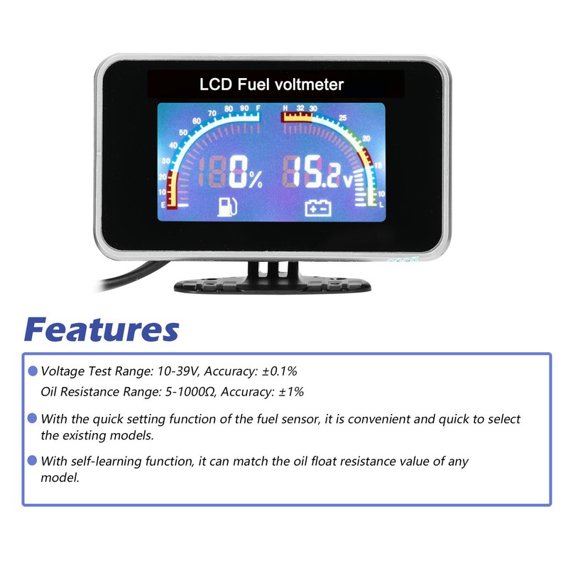 2-in-1 LCD Car Digital Fuel Level Gauge Voltmeter Universal Instrument