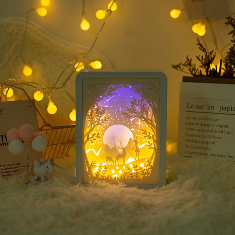 Papercut Light Box Soft Warm Light Romantic USB Battery Powered