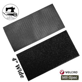 VELCRO 4" Wide x 8" (Inch) VELCRO® Brand Mil-Spec Sew-On Strip  (Hook & Loop) - Black
