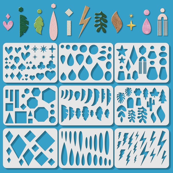 ORIGACH 9 Pcs Large Reusable Earrings Making Template Leather Earring