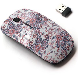 2.4G Wireless Mouse with Cute Pattern Design for All Laptops and Desktops with Nano Receiver - Damask Paisley Floral