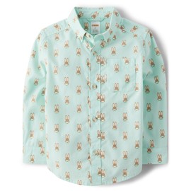 Gymboree,and Toddler Long Sleeve Button Up Shirts,Blue Coral,12-18 Months