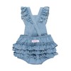 RuffleButts Light Wash Flutter Overall Romper - 18-24m