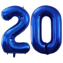 GOER Number 20 Balloons for 20th Birthday Party Decorations,42 Inch Jumbo Foil Helium Balloons for 20th Anniversary (Blue)