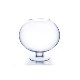 WGV Bowl Glass Vase, Diameter 16", Height 16", (Multiple Sizes Choices) Clear Bubble Floral with Stem, Planter Terrarium for Wedding Event Home Decor, 1 Piece (VBW0916)