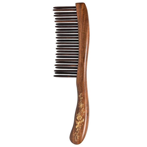 TAN MUJIANG Wooden Hair Comb Wide-tooth Inserted Teeth for Women Curly Hair (CQCGB0302)