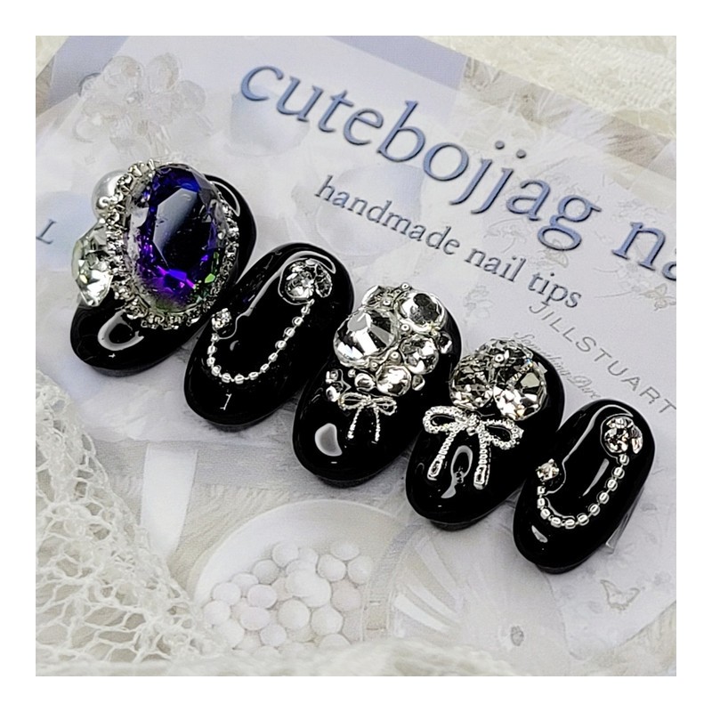 Clear Crystal Handmade Nail Tips - Paddy B / 클리어