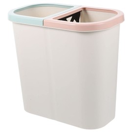 Alipis Dual Garbage can Dual Compartment Trash Can with Lid Waste Bin Dry and Wet Classified Trash Can Recycle Bin Dustbin Rubbish Box Classified Garbage Container White Recycling Bin
