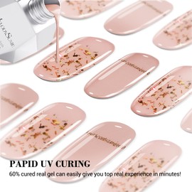 MelodySusie Semi Cured Gel Nail Strips (Glitter Pink)- Works with Nail lamp, Salon-Quality, Long Lasting, Easy to Apply & Remove - Includes 20pcs