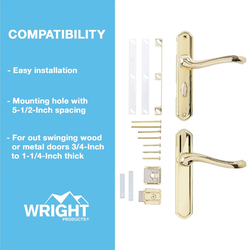 Wright Products VCA112PB Castellan Surface Lever Mount Latch with Deadbolt