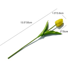 20pcs Yellow Flowers Artificial Silk Tulips Fake Flowers 13.5" for Birthday Party New Year Spring Easter Mother's Day Valentine’s Day Wedding in Bulk Home Garden Office Decorations